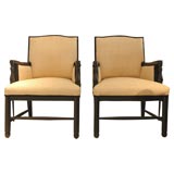 Pair of Black French Arm Chairs